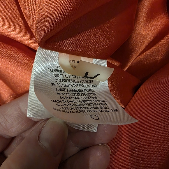 Elie Tahari Orange and Red Colorblock Midi Dress - Picture 8 of 9